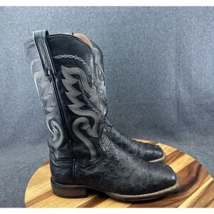 Dan Post Men's Size 8.5D Chandler Full Quill Ostrich Boot Black Cowboy DP2890